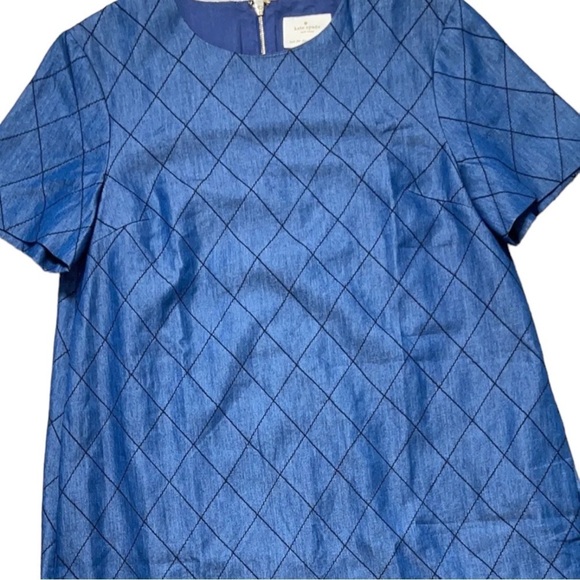 KATE SPADE New York Blue Quilted Chambray Shift Dress Size 00 - Picture 6 of 8
